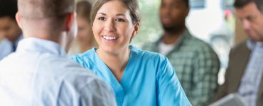 an interview at a healthcare recruiting job fair